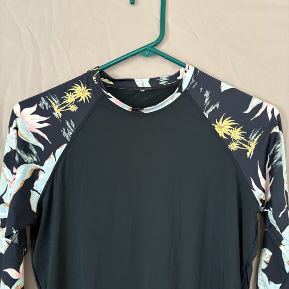 Billibong Womens Floral Black Rashguard Long Sleeve Size S Beach Swim Fishing - Picture 2 of 8
